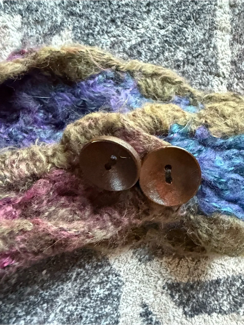 Handmade Multicolor Knit Headband with Flower Accent